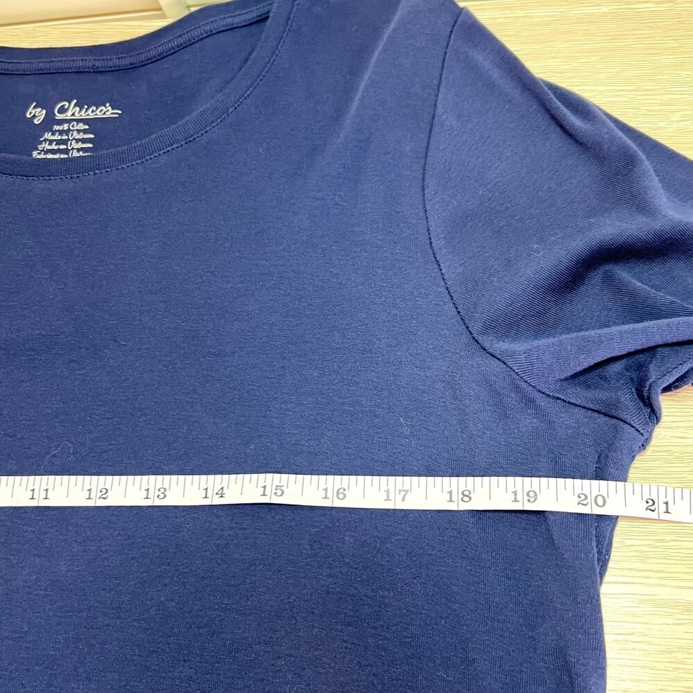 Chico's Tee Shirt Womens XL (3) Blue Crew Neck Short Sleeve - Picture 7 of 9
